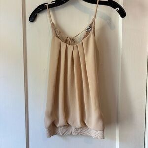 Cream pleated tank top